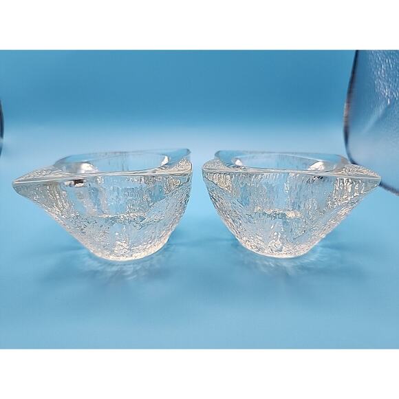 Vintage Glass Candle Holders Flower Design 3" Set of 2 Floral Home Decor Retro - Picture 3 of 7